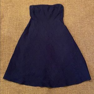J. Crew Strapless Navy Crushed 100% Cotton Dress 8
